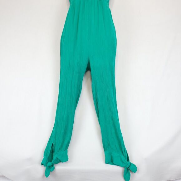 Lilyful Halter Jumpsuit Bow Knot Ankle Pants Deep V Neck Women S Gauzy Green - Picture 4 of 14